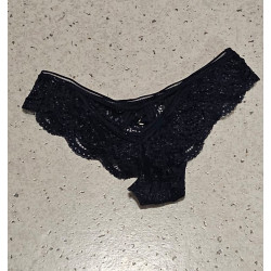 Dunkelblauer Spitzenslip -...