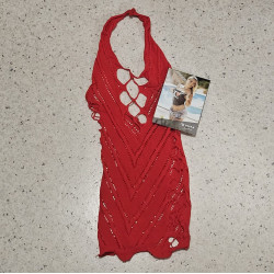 Rotes Netzkleid mit...