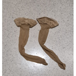 Beige halterlose nylons -...
